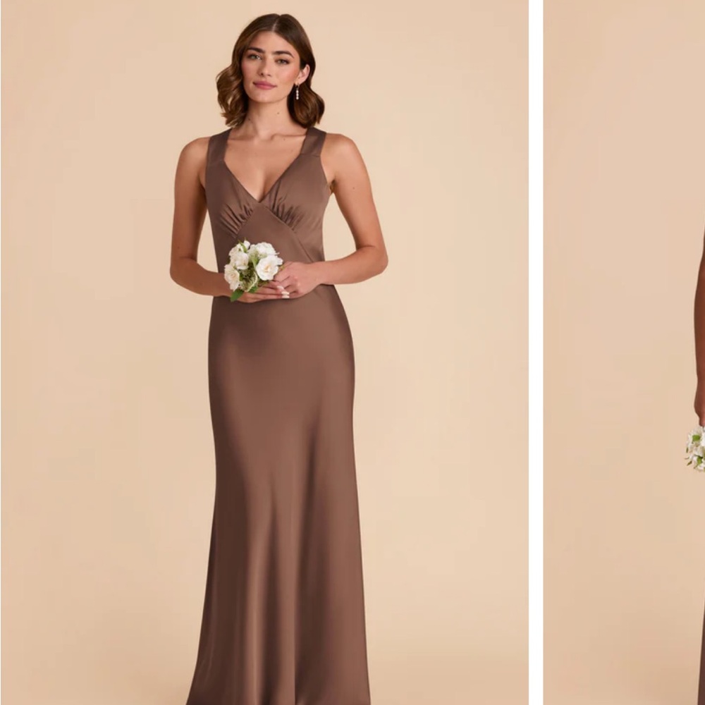 Birdy Grey Matte Satin V-Neck Maxi Gown